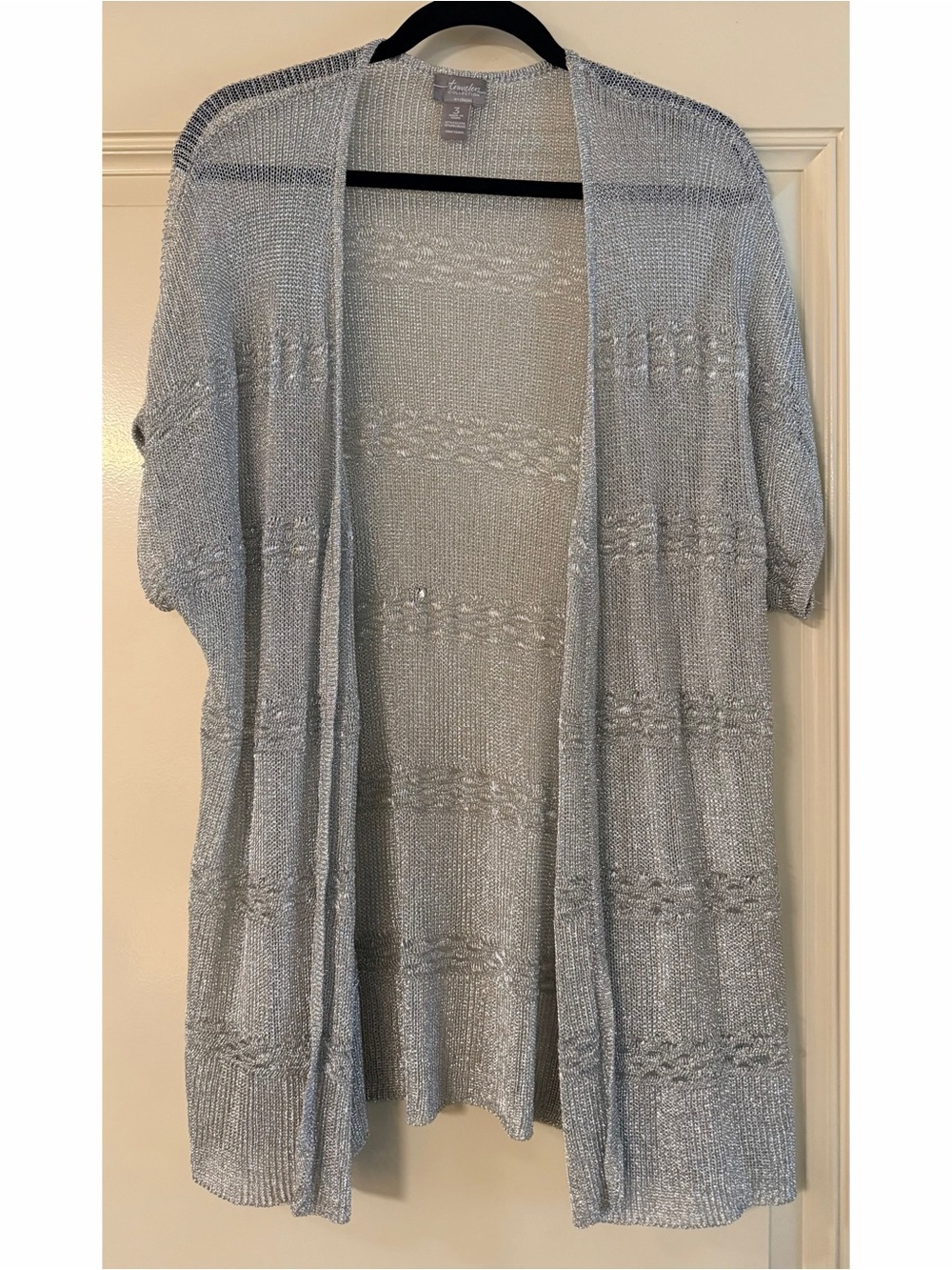 Chico's Metallic Silver Kimono Mesh  Jacket